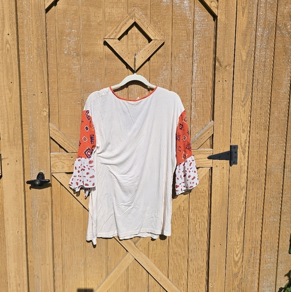 Grace & Emma Bohemian Cream and Orange Women's Top 2XL - Picture 3 of 3